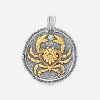 Konstantino Zodiac Cancer Sterling Silver & 18K Yellow Gold Diamond Carved Pendant MEKJ623-109 - THE SOLIST