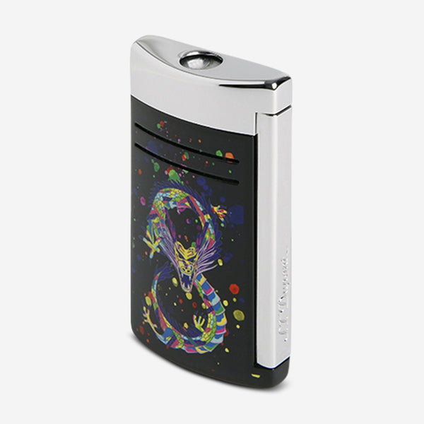 S.T. Dupont Maxijet Dragon Drillante Black Chrome Lacquer Lighter 020177