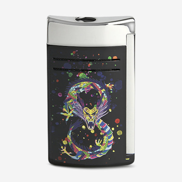 S.T. Dupont Maxijet Dragon Drillante Black Chrome Lacquer Lighter 020177