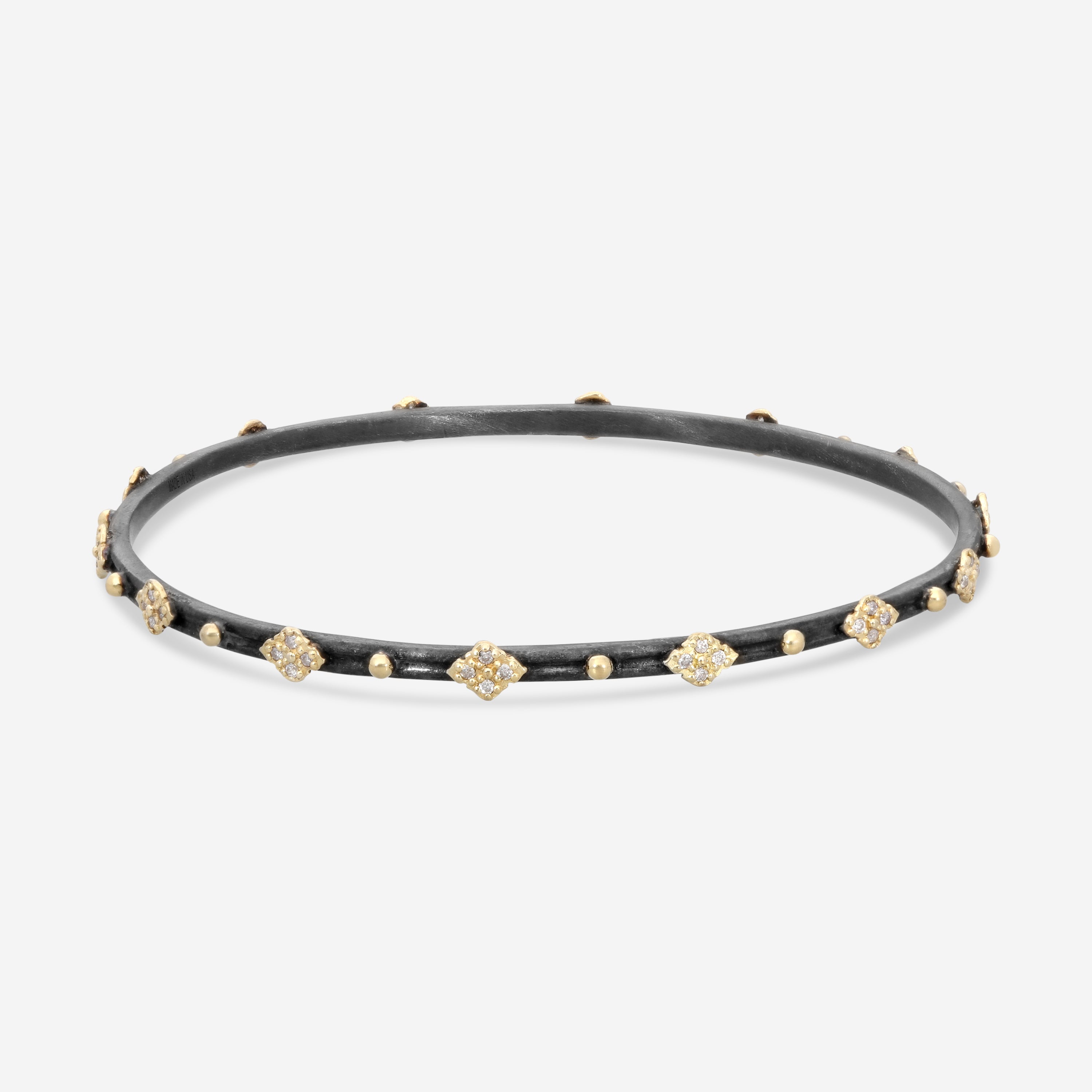 Armenta Old World 18K Yellow Gold & Blackened Sterling Silver Diamond Bangle Bracelet 02134