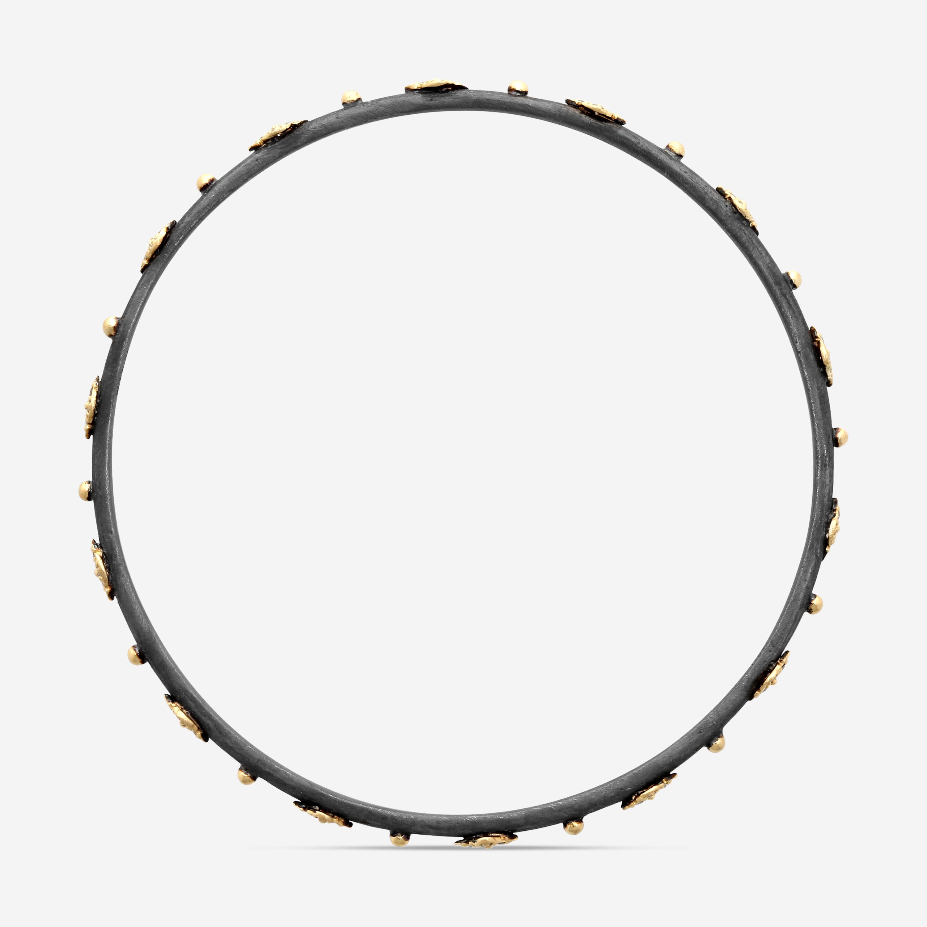 Armenta Old World 18K Yellow Gold & Blackened Sterling Silver Diamond Bangle Bracelet 02134