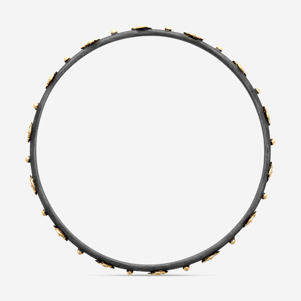 Armenta Old World 18K Yellow Gold & Blackened Sterling Silver Diamond Bangle Bracelet 02134
