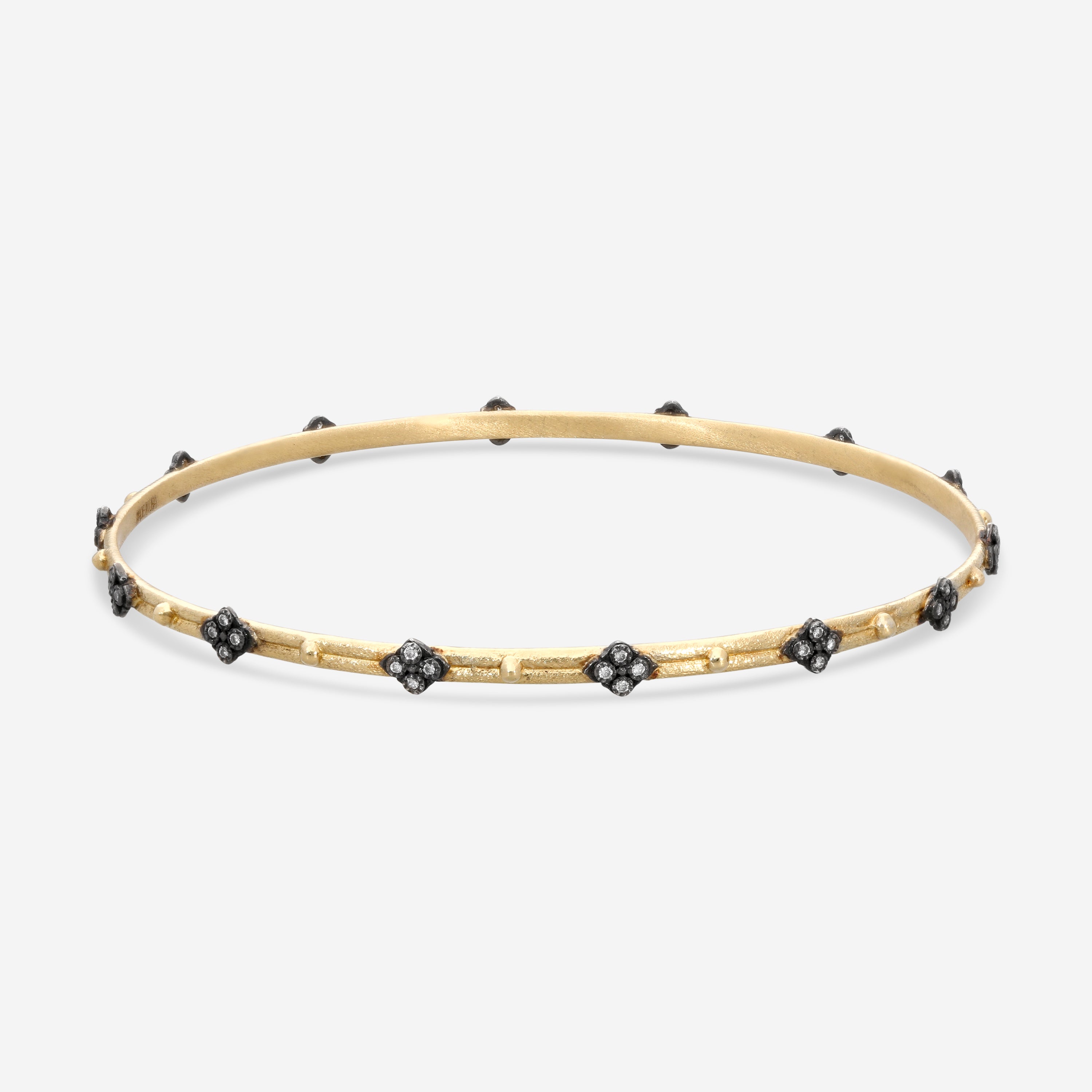 Armenta Old World 18K Yellow Gold & Blackened Sterling Silver Diamond Bangle Bracelet 02135