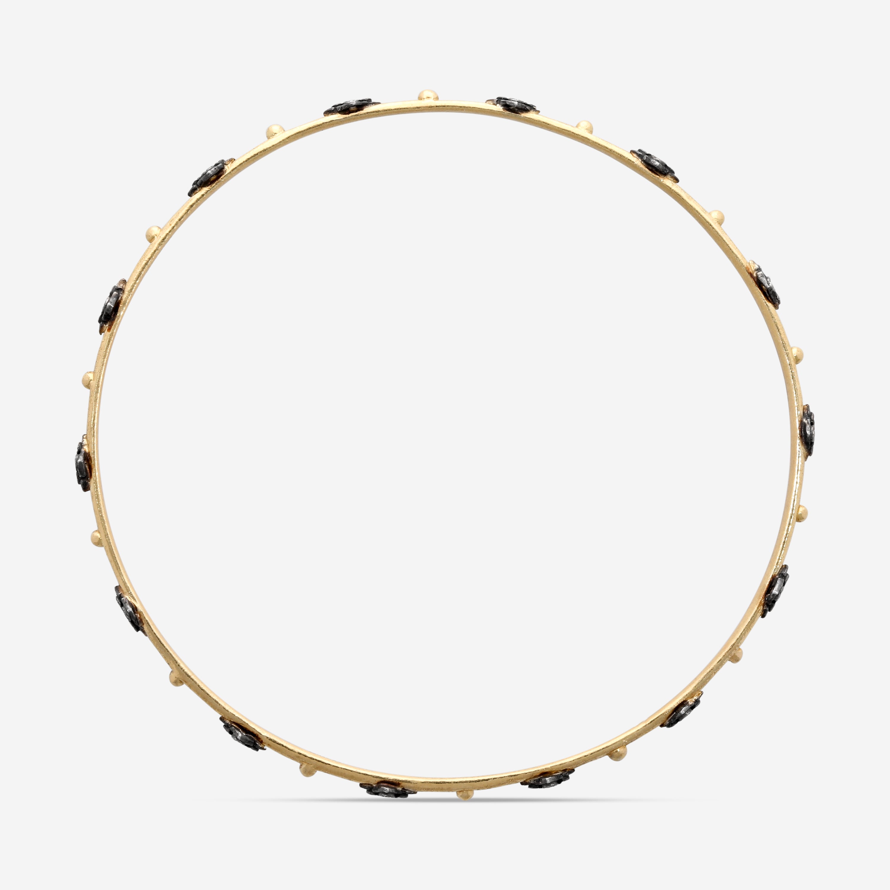 Armenta Old World 18K Yellow Gold & Blackened Sterling Silver Diamond Bangle Bracelet 02135