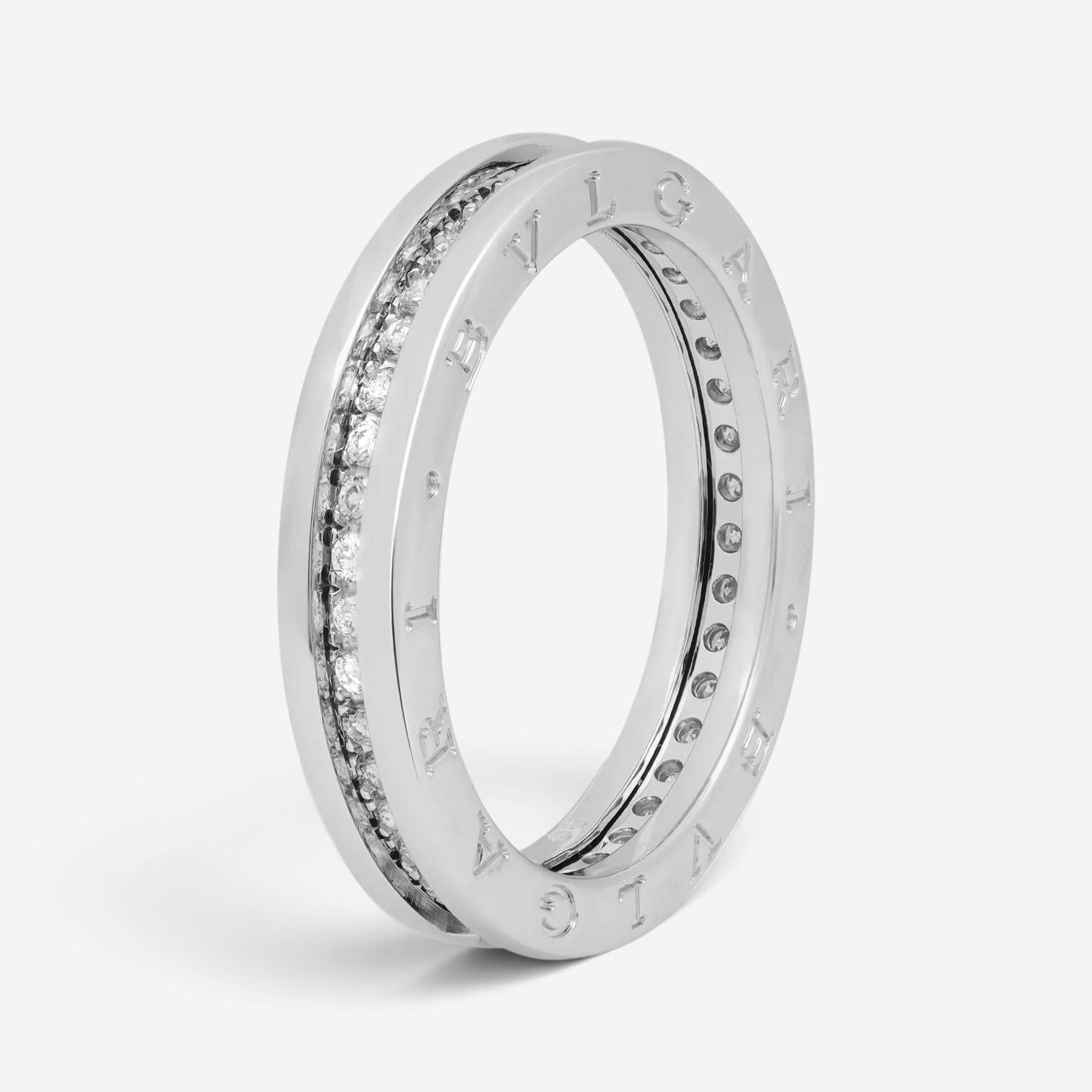 Bulgari B.Zero1 18K White Gold Diamond One Band Ring Sz. 11.25 02267