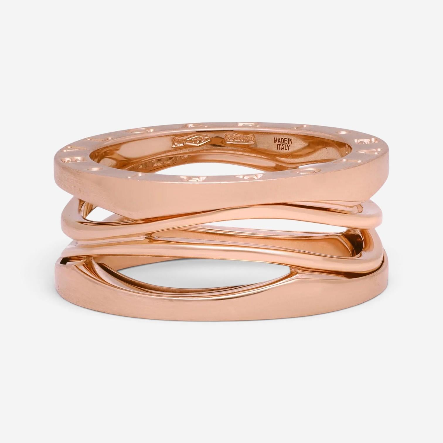 Bulgari B.Zero1 Design Legend 18K Rose Gold Three Band Ring Sz. 6.75 02272