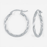 14K White Gold Twisted Tube Hoop Earrings 03/071W - THE SOLIST