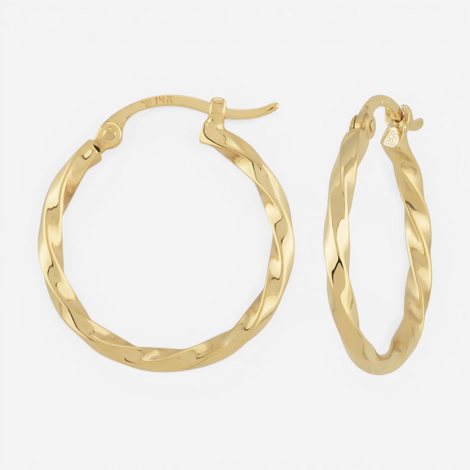 14K Yellow Gold Twisted Hoop Earrings 03/071