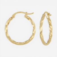 14K Yellow Gold Twisted Hoop Earrings 03/071
