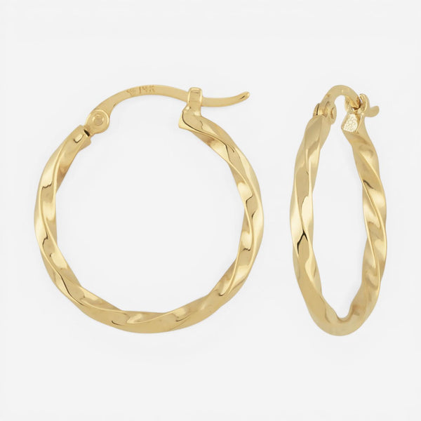 14K Yellow Gold Twisted Hoop Earrings 03/071