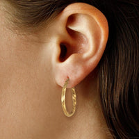 14K Yellow Gold Twisted Hoop Earrings 03/071
