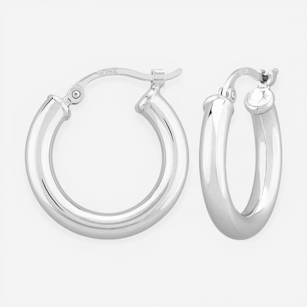 14K White Gold 18mm Hoop Hinged Earrings 03/321W