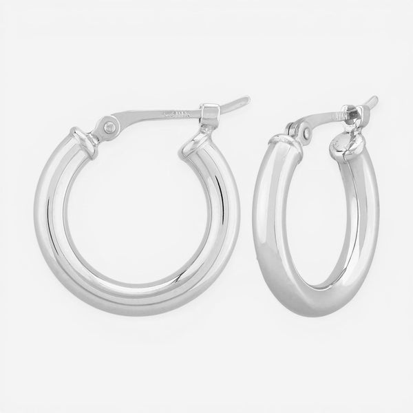 14K White Gold 15mm Hoop Earrings 03/355W