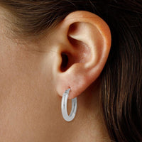14K White Gold 15mm Hoop Earrings 03/355W