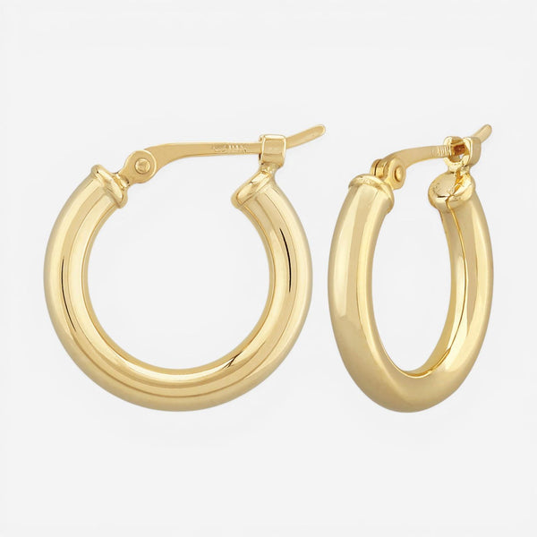 14K Yellow Gold 15mm Hoop Hinged Earrings 03/355