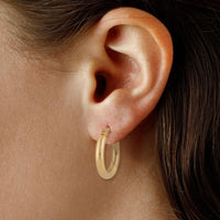 14K Yellow Gold 15mm Hoop Hinged Earrings 03/355