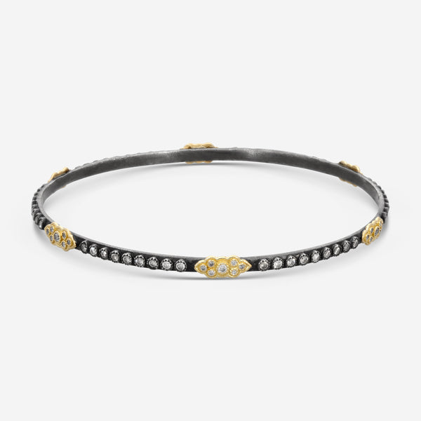 Armenta Old World 18K Yellow Gold & Blackened Sterling Silver Champagne Diamond Bangle Bracelet 03237
