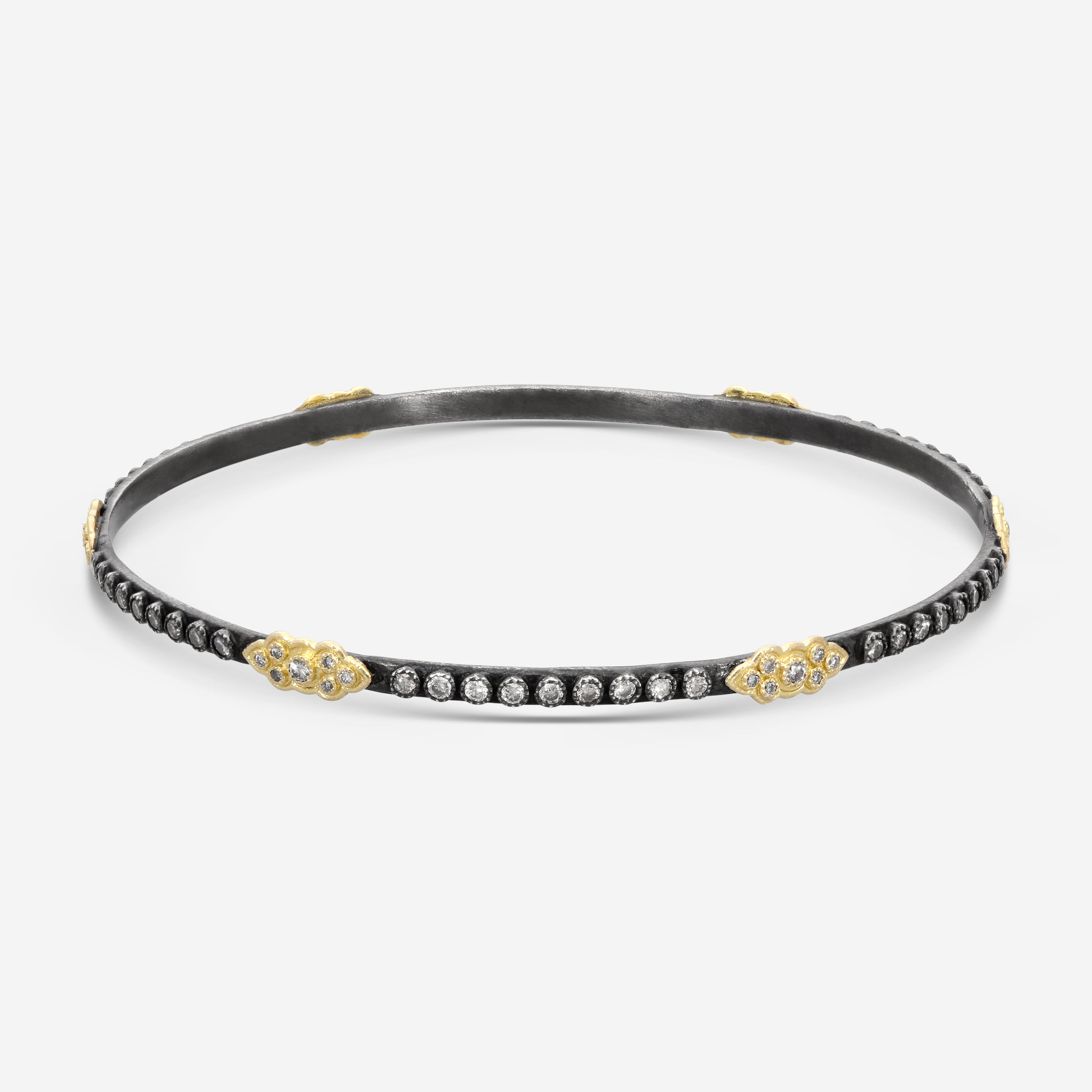 Armenta Old World 18K Yellow Gold & Blackened Sterling Silver Champagne Diamond Bangle Bracelet 03237