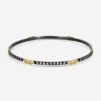 Armenta Old World 18K Yellow Gold & Blackened Sterling Silver Champagne Diamond Bangle Bracelet 03237