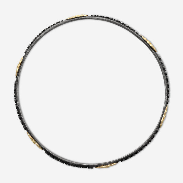 Armenta Old World 18K Yellow Gold & Blackened Sterling Silver Champagne Diamond Bangle Bracelet 03237