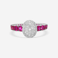 Crivelli 18K White Gold Ruby & Diamond Domed Oval Ring Sz. 6.75 035-R22687 - THE SOLIST