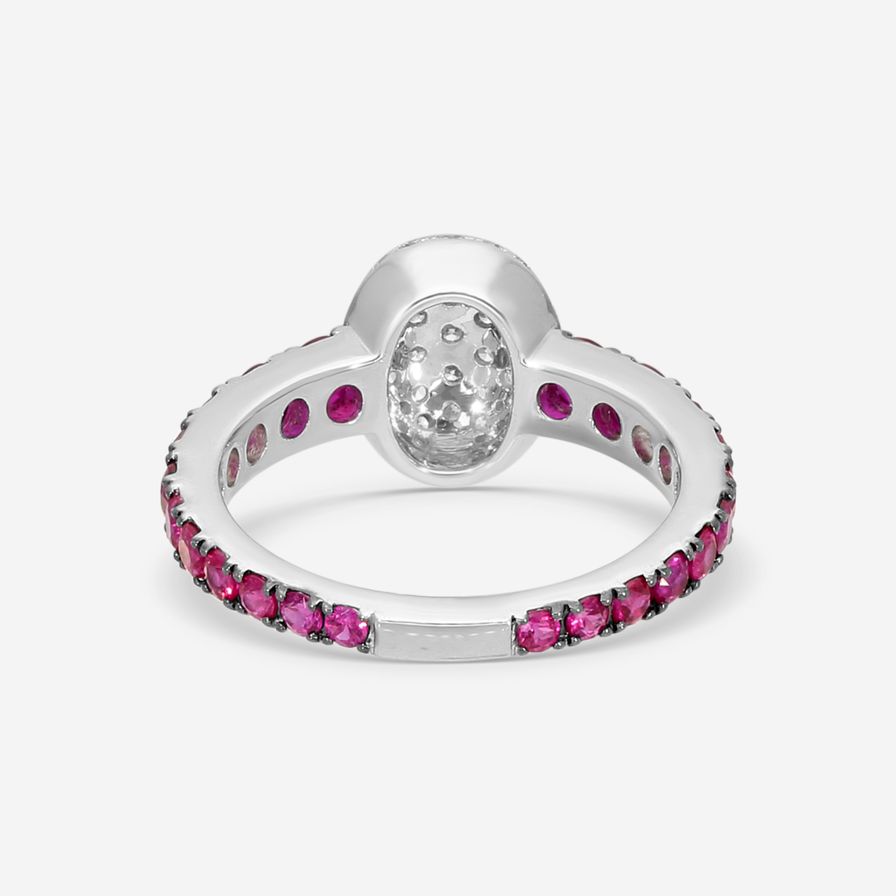 Crivelli 18K White Gold Ruby & Diamond Domed Oval Ring Sz. 6.75 035-R22687 - THE SOLIST