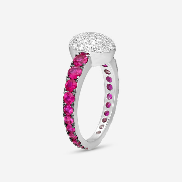 Crivelli 18K White Gold Ruby & Diamond Domed Oval Ring Sz. 6.75 035-R22687