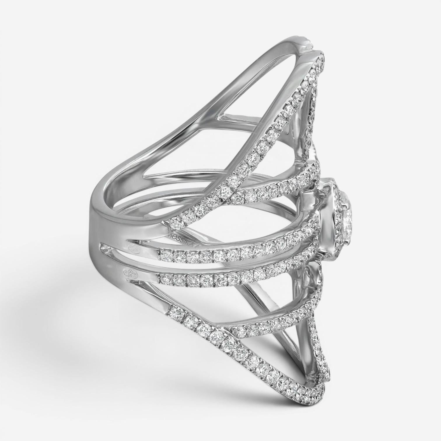 Messika New Amazone 18K White Gold Diamond Statement Ring Sz. 6.75 5469-WG-54