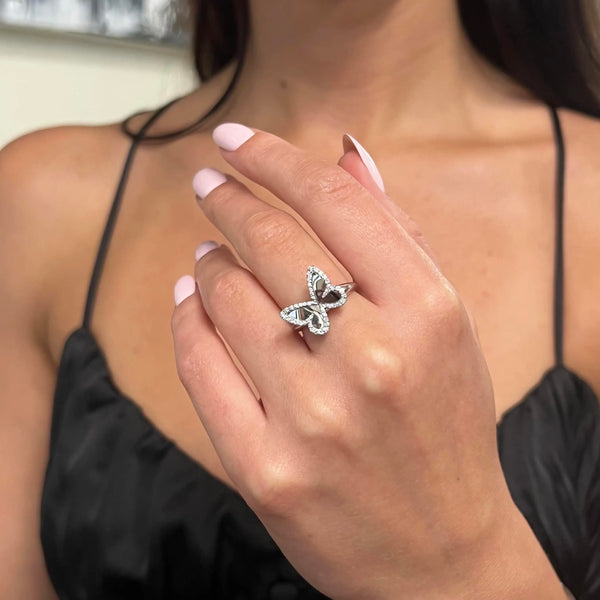 Messika Plaque Butterfly 18K White Gold Diamond Ring Sz. 6.5 04150-WG-53
