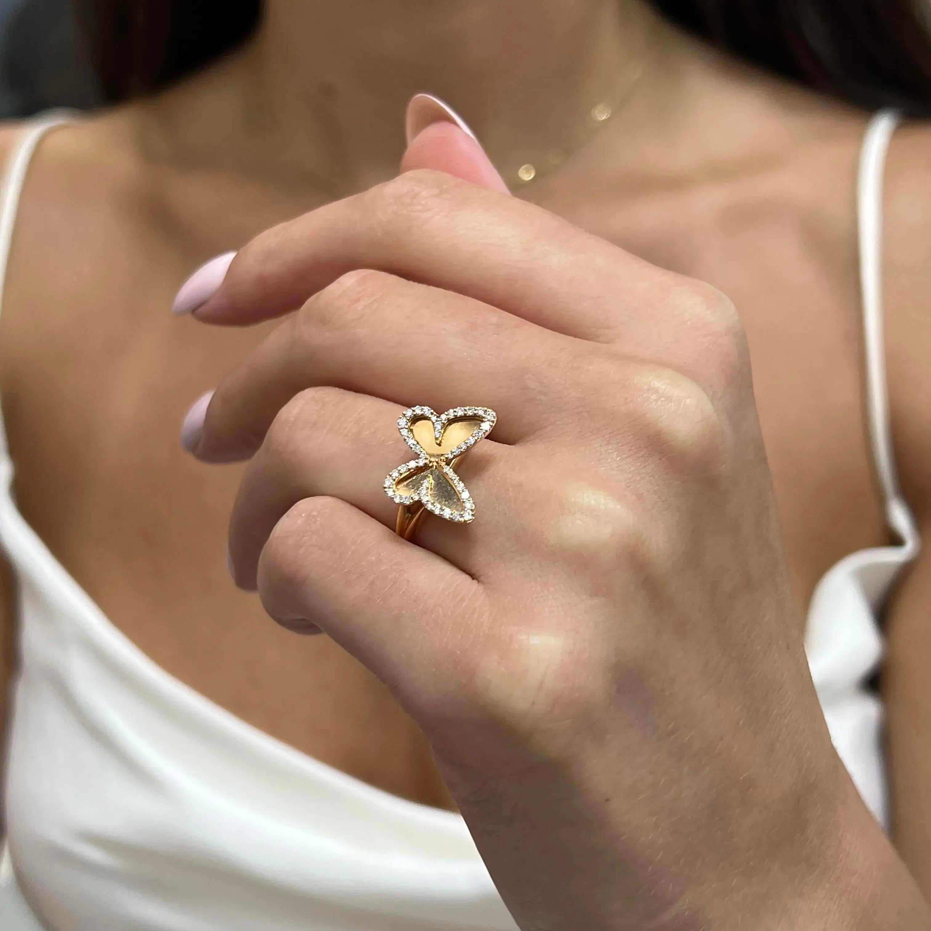 Messika Plaque Butterfly 18K Rose Gold Diamond Ring Sz. 6 04150-PG-52