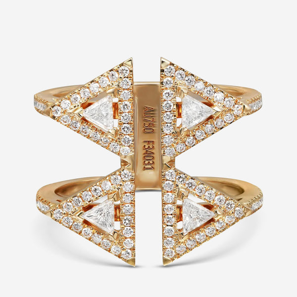 Messika Thea Toi & Moi 18K Yellow Gold Diamond Double Ring Sz. 7 06470-YG-54