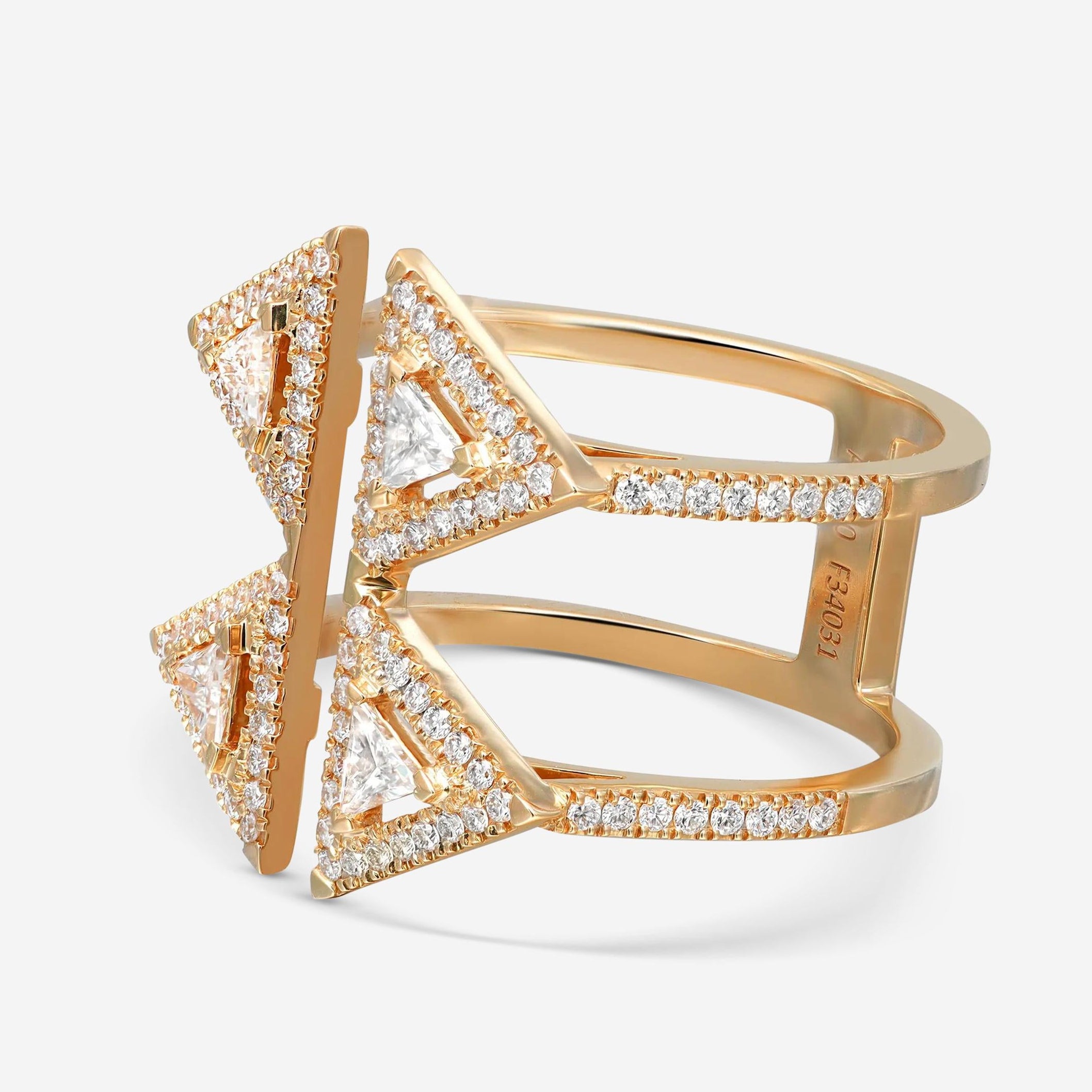 Messika Thea Toi & Moi 18K Yellow Gold Diamond Double Ring Sz. 7 06470-YG-54