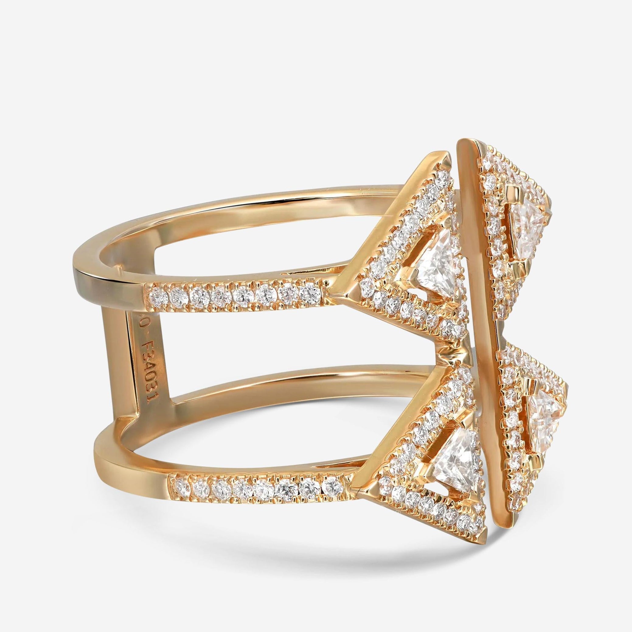 Messika Thea Toi & Moi 18K Yellow Gold Diamond Double Ring Sz. 7 06470-YG-54