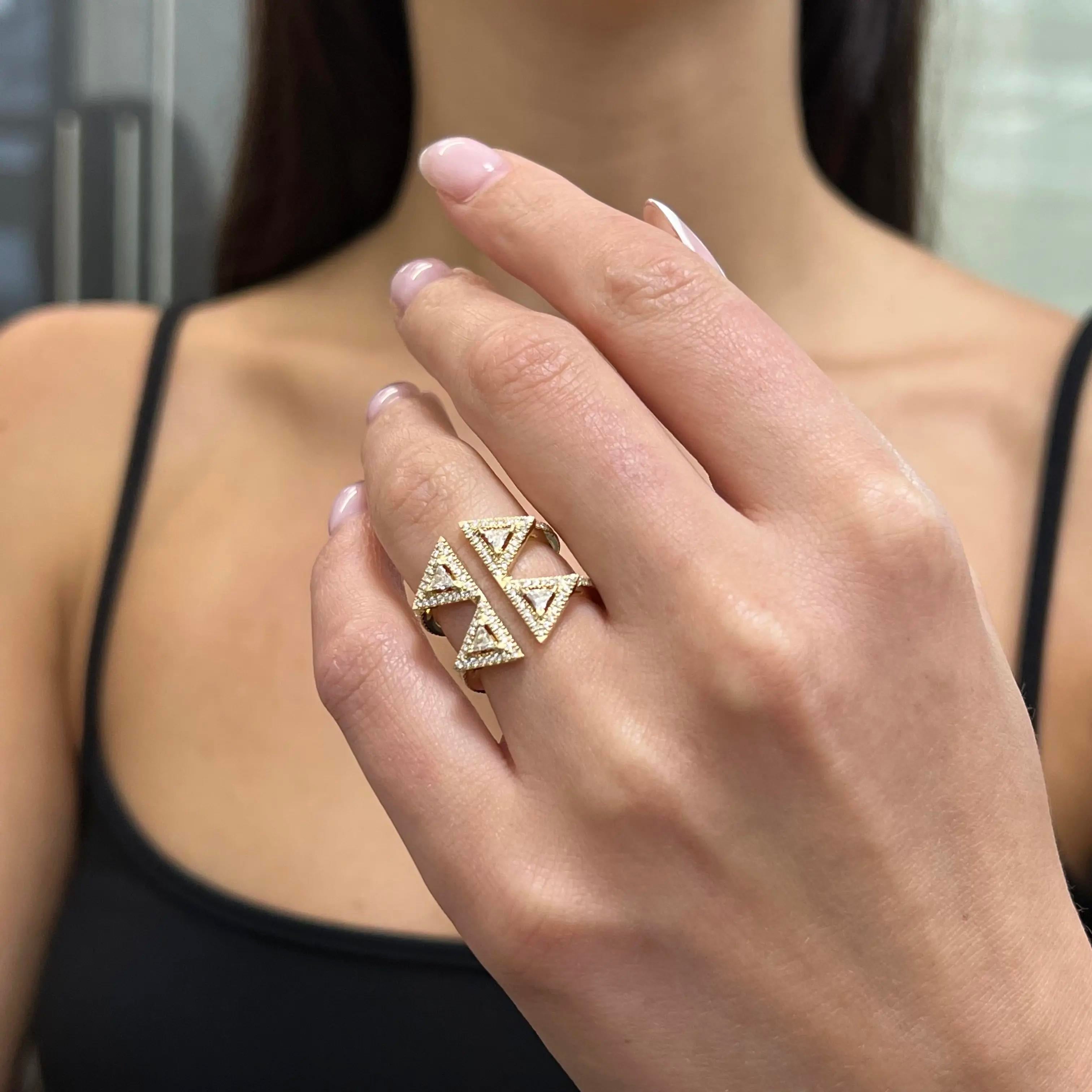 Messika Thea Toi & Moi 18K Yellow Gold Diamond Double Ring Sz. 7 06470-YG-54
