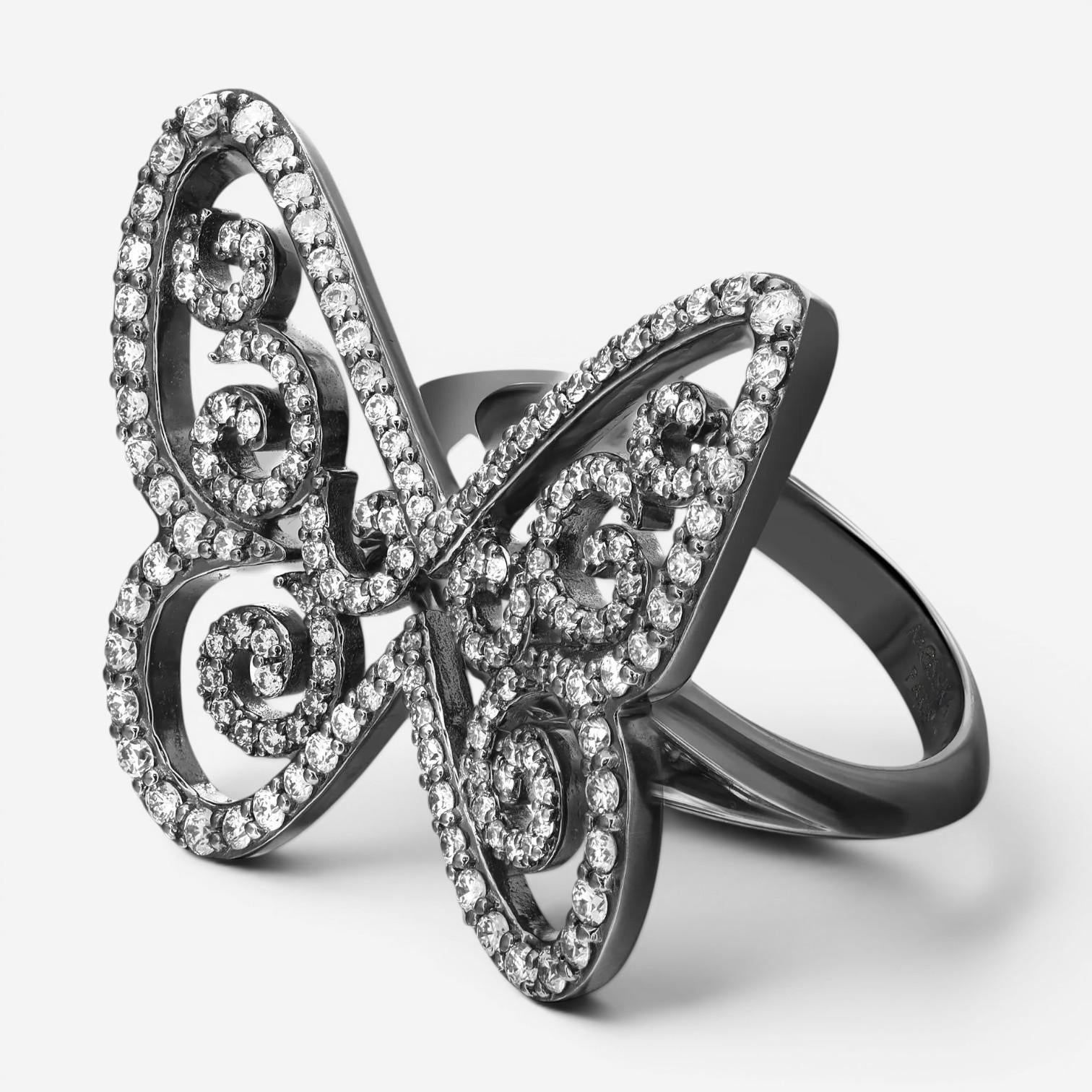 Messika Butterfly Arabesque 18K Blackened White Gold Diamond Ring Sz. 5.5 05095