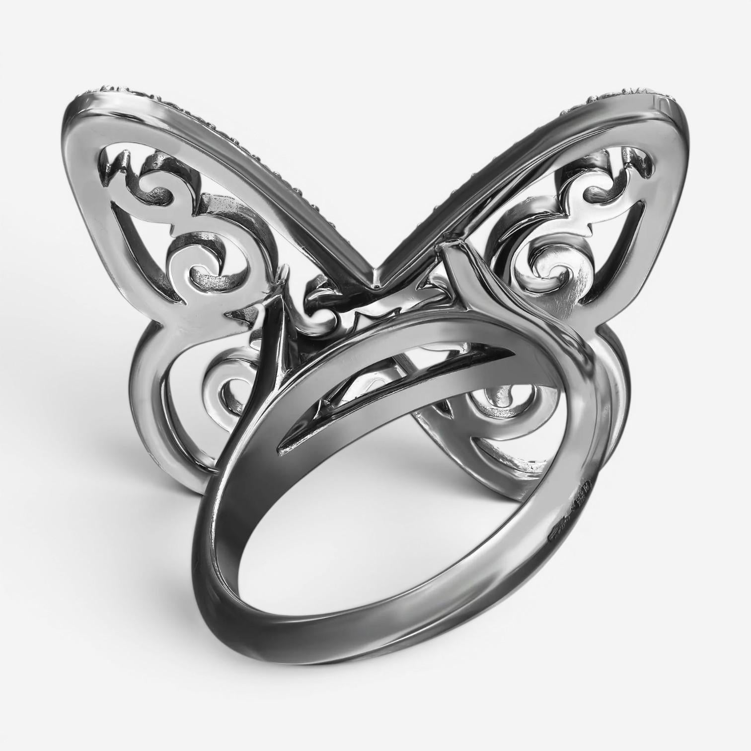 Messika Butterfly Arabesque 18K Blackened White Gold Diamond Ring Sz. 5.5 05095