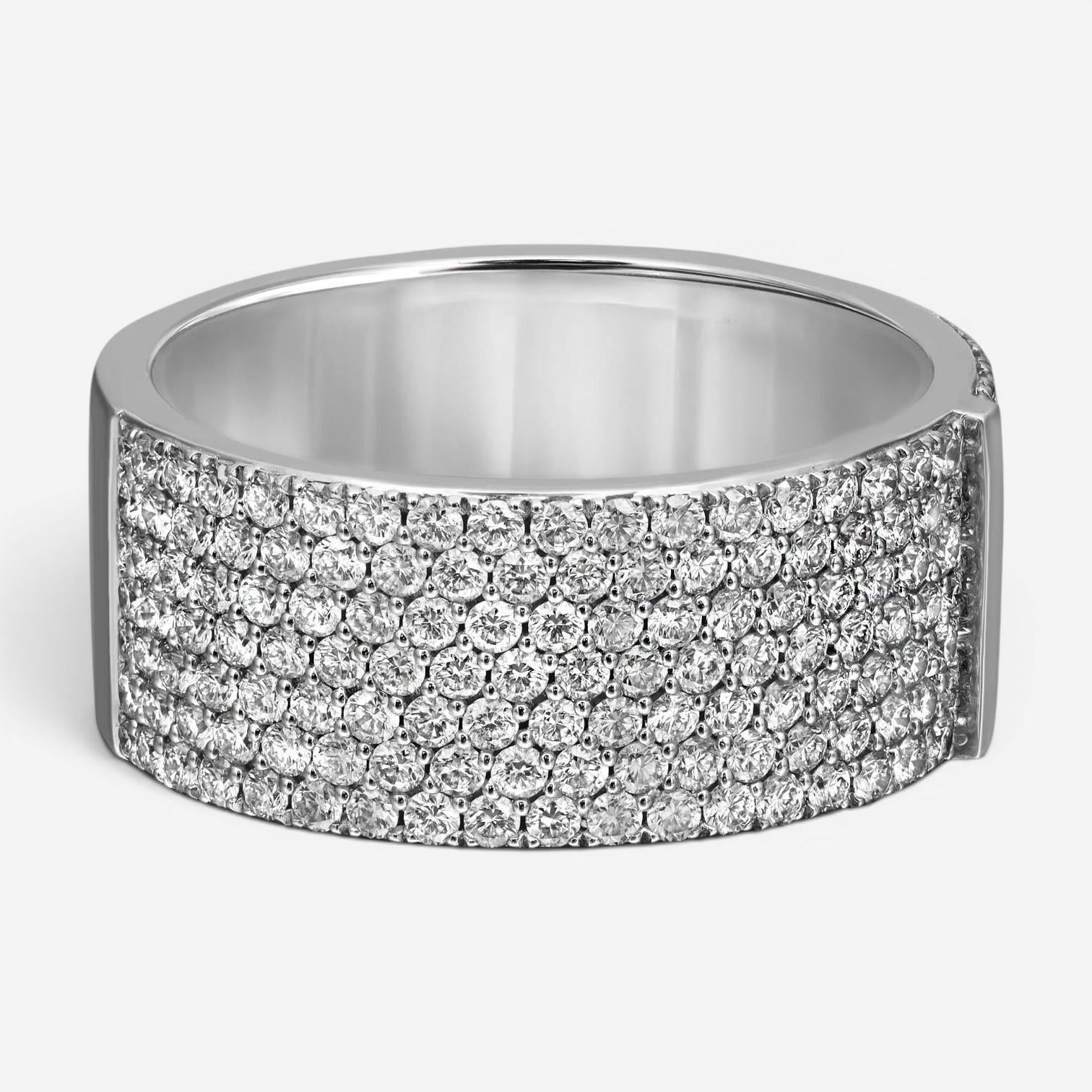 Messika Kate Pavee 18K White Gold Diamond Wide Band Ring Sz. 6.5 06150-WG-53