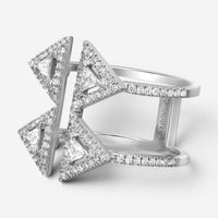 Messika Thea Toi & Moi 18K White Gold Diamond Double Ring Sz. 6 06470-WG-52