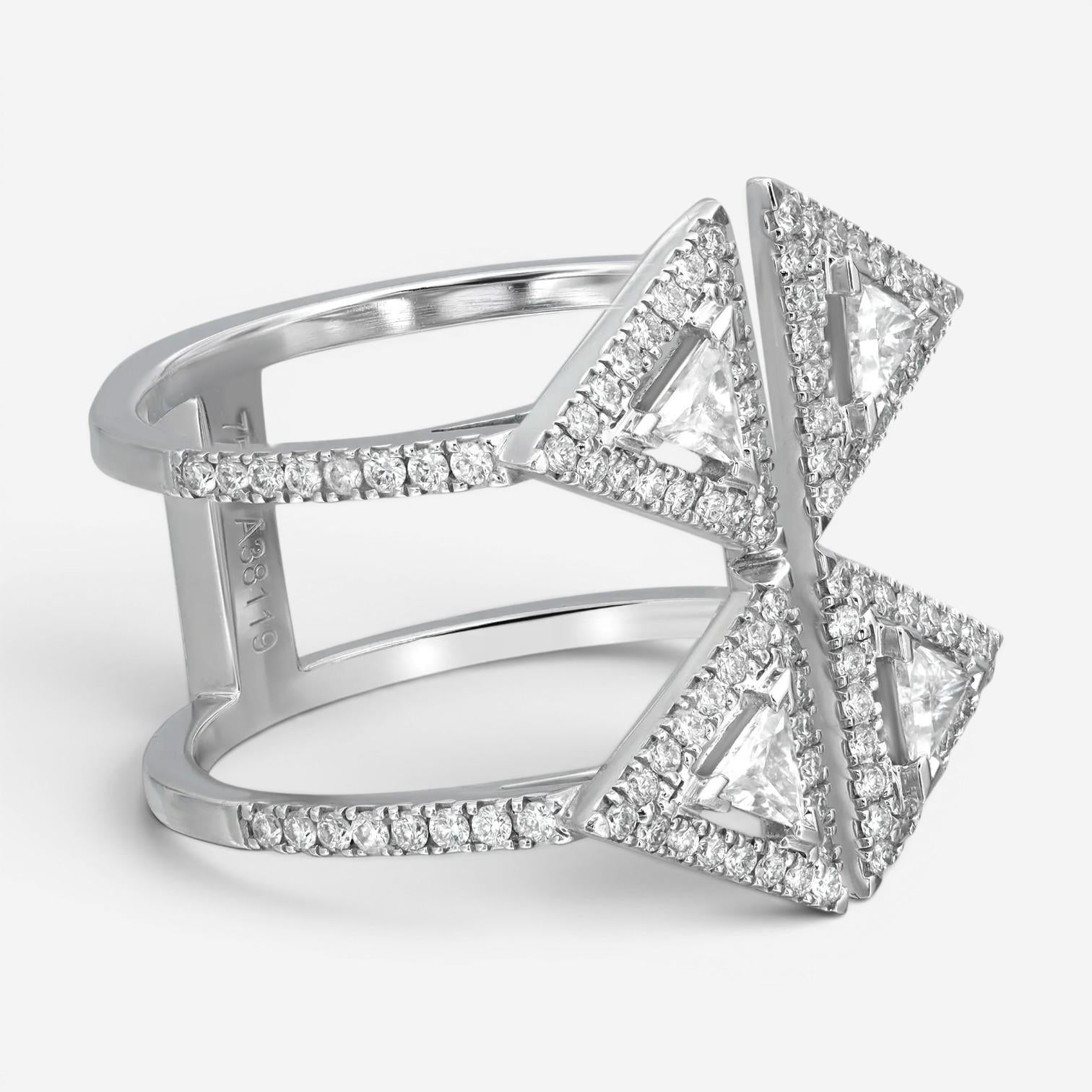 Messika Thea Toi & Moi 18K White Gold Diamond Double Ring Sz. 6 06470-WG-52