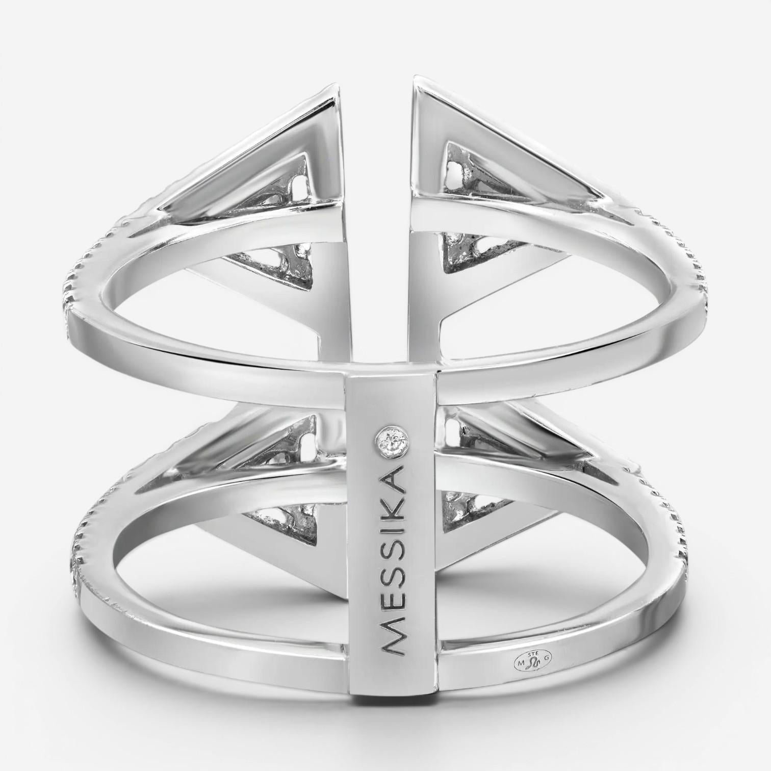 Messika Thea Toi & Moi 18K White Gold Diamond Double Ring Sz. 6 06470-WG-52