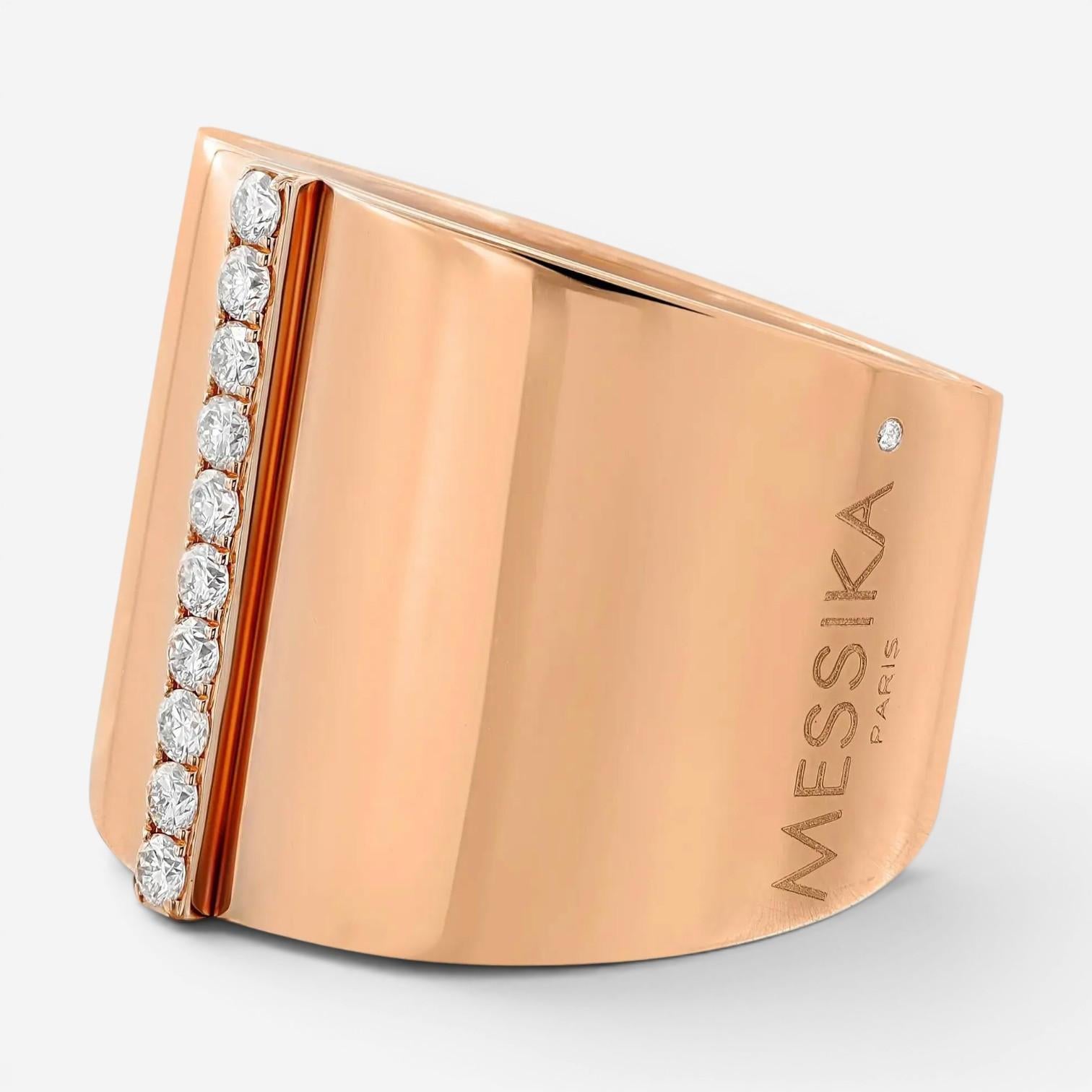 Messika Kate 18K Rose Gold Diamond Wide Band Ring Sz. 6.5 05767-PG-53