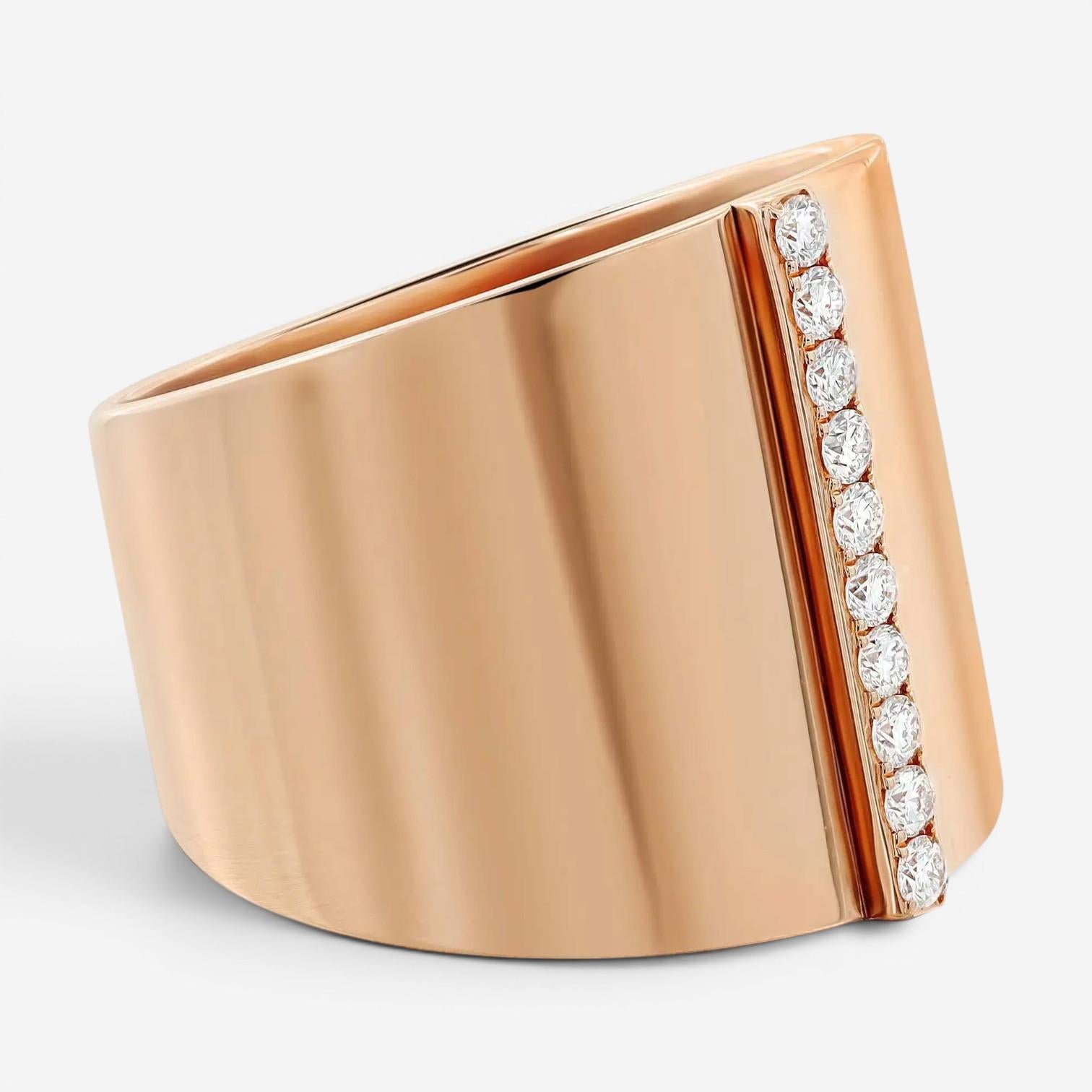 Messika Kate 18K Rose Gold Diamond Wide Band Ring Sz. 6.5 05767-PG-53