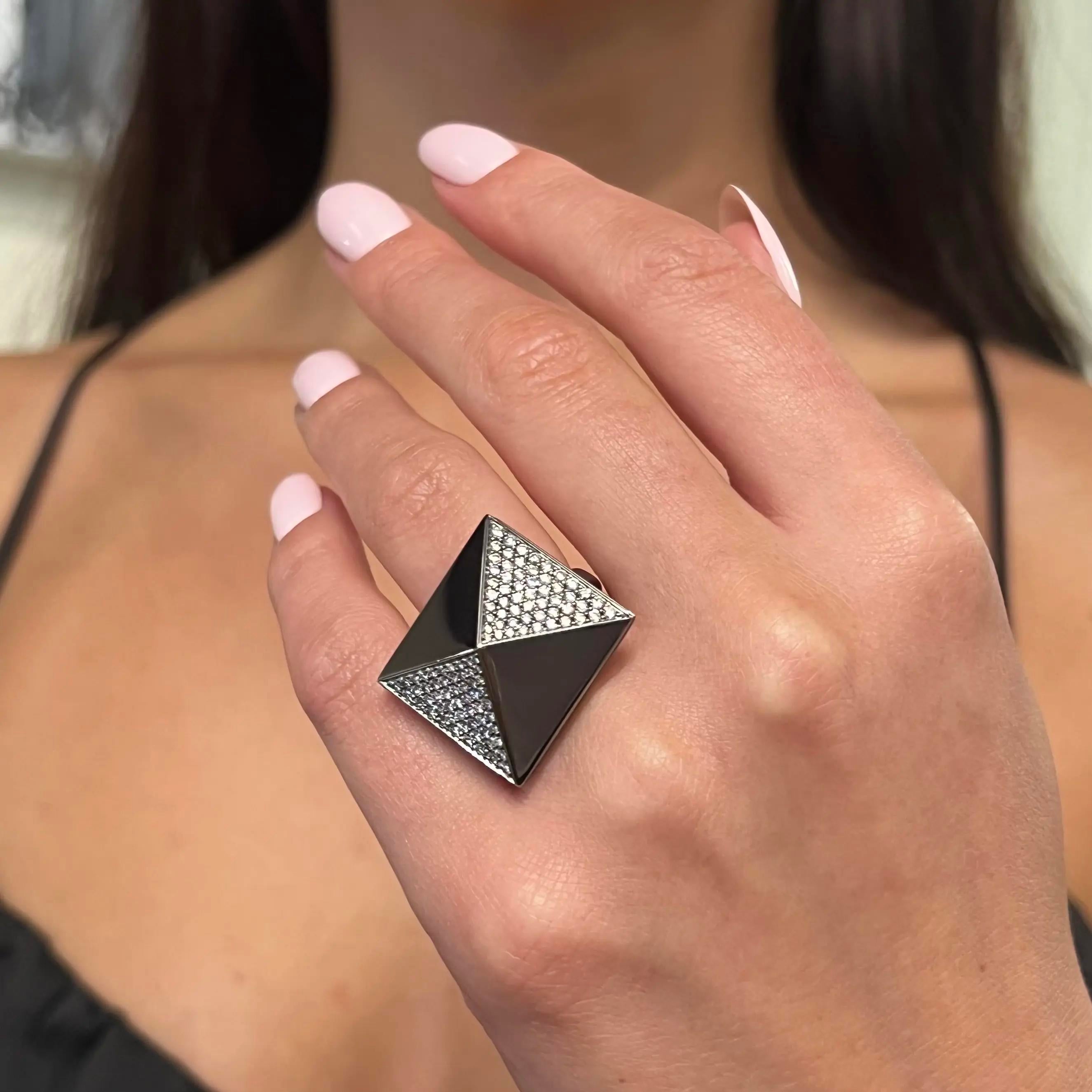Messika Spiky 18K Blackened White Gold Diamond Cocktail Ring Sz. 6.5 05640-BG-53