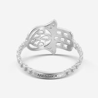Messika Faith 18K White Gold Diamond Hamsa Ring Sz. 6.25 04465-WG-53