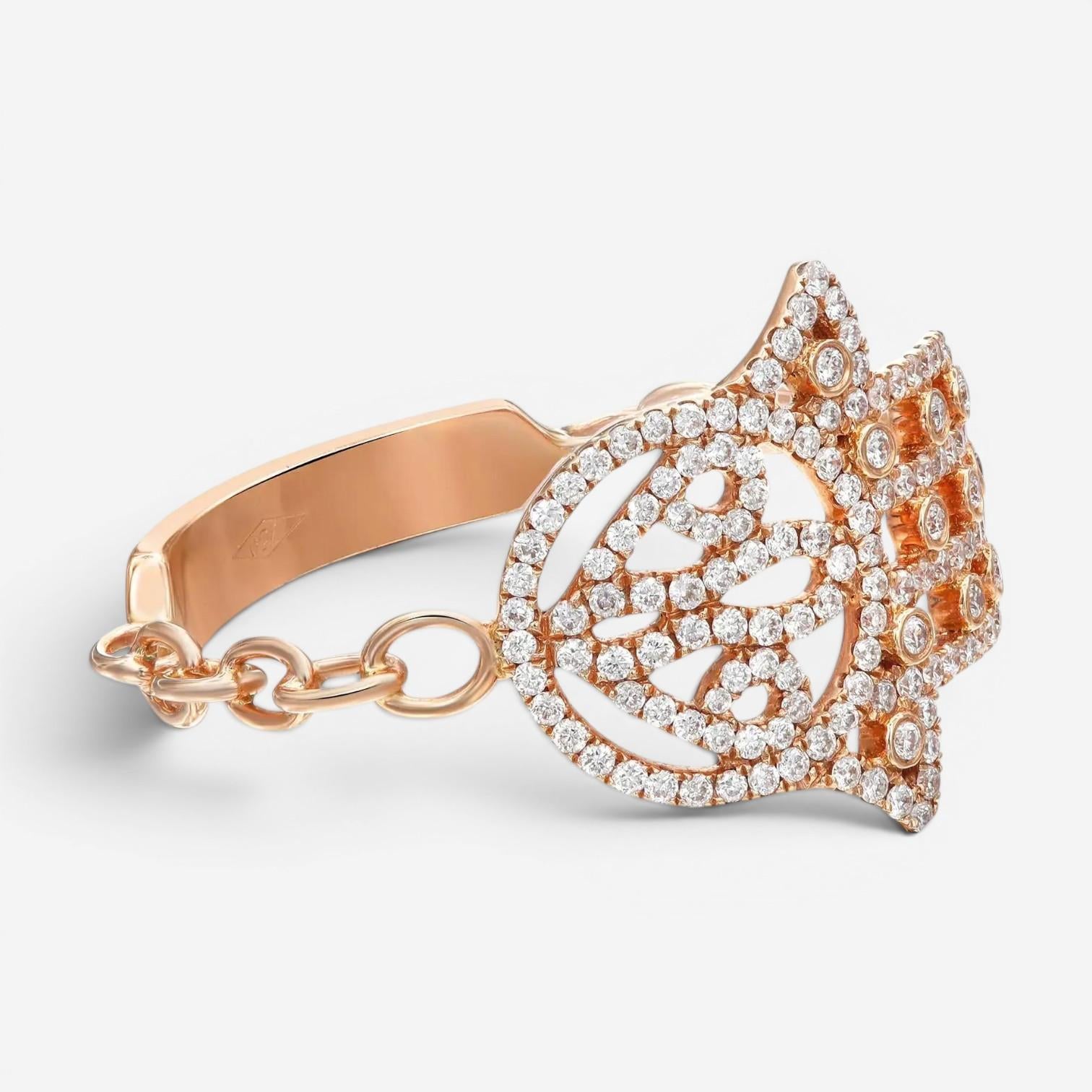 Messika Faith 18K Rose Gold Diamond Hamsa Ring Sz. 6 04465-PG-52
