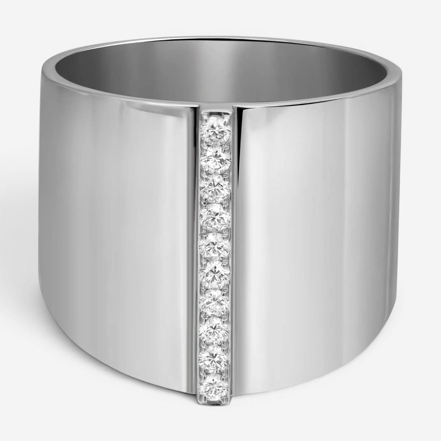 Messika Kate 18K White Gold Diamond Wide Band Ring Sz. 7 05767-WG-54
