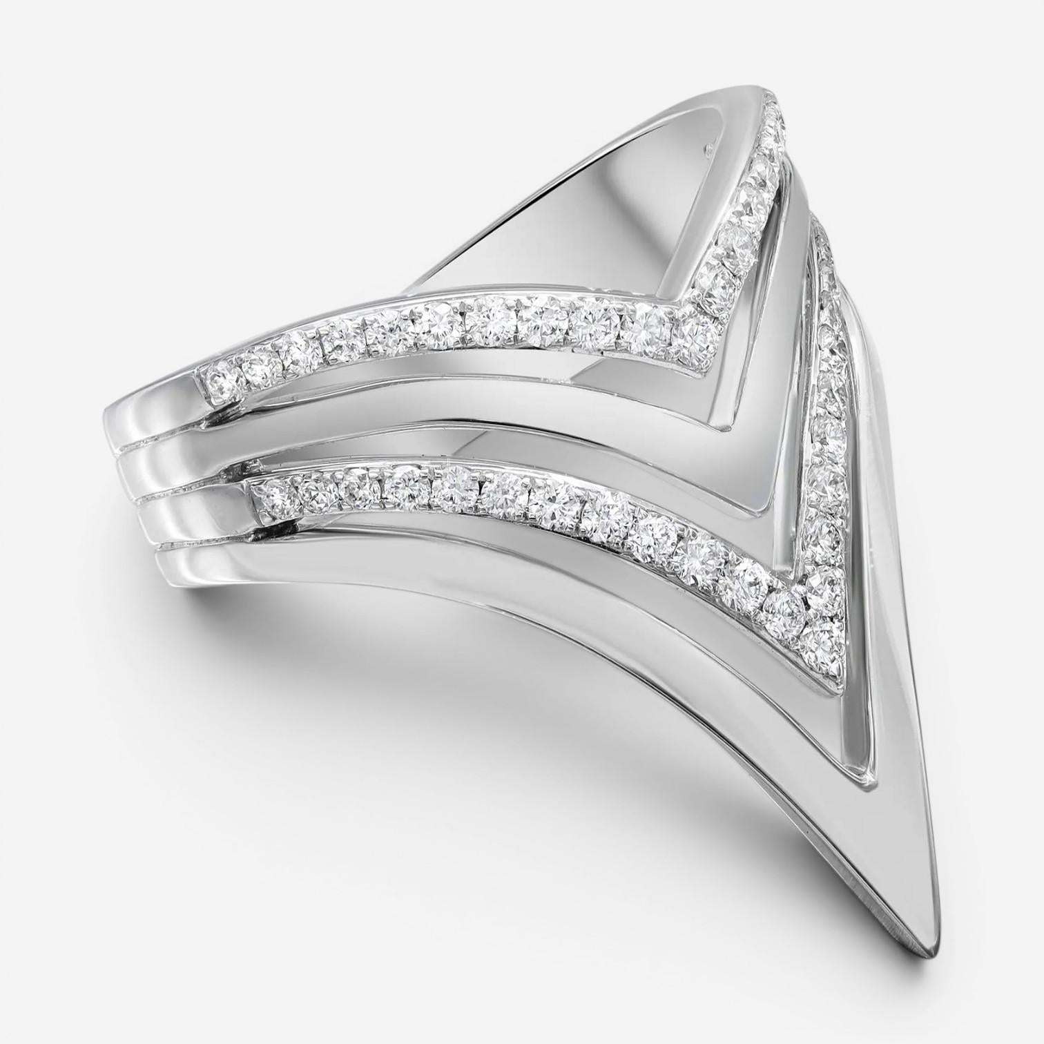Messika Queen V 18K White Gold Diamond Ring Sz. 6 05783-WG-52