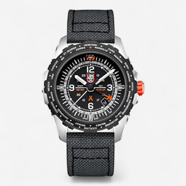 LUMINOX Bear Grylls Survival "Never Give Up" Stainless Steel GMT Quartz Watch XB.3761