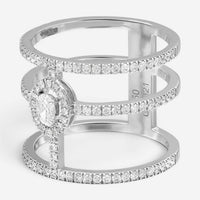 Messika Glam'Azone 18K White Gold Diamond Wide Band Ring Sz. 6.5 04871-WG-53