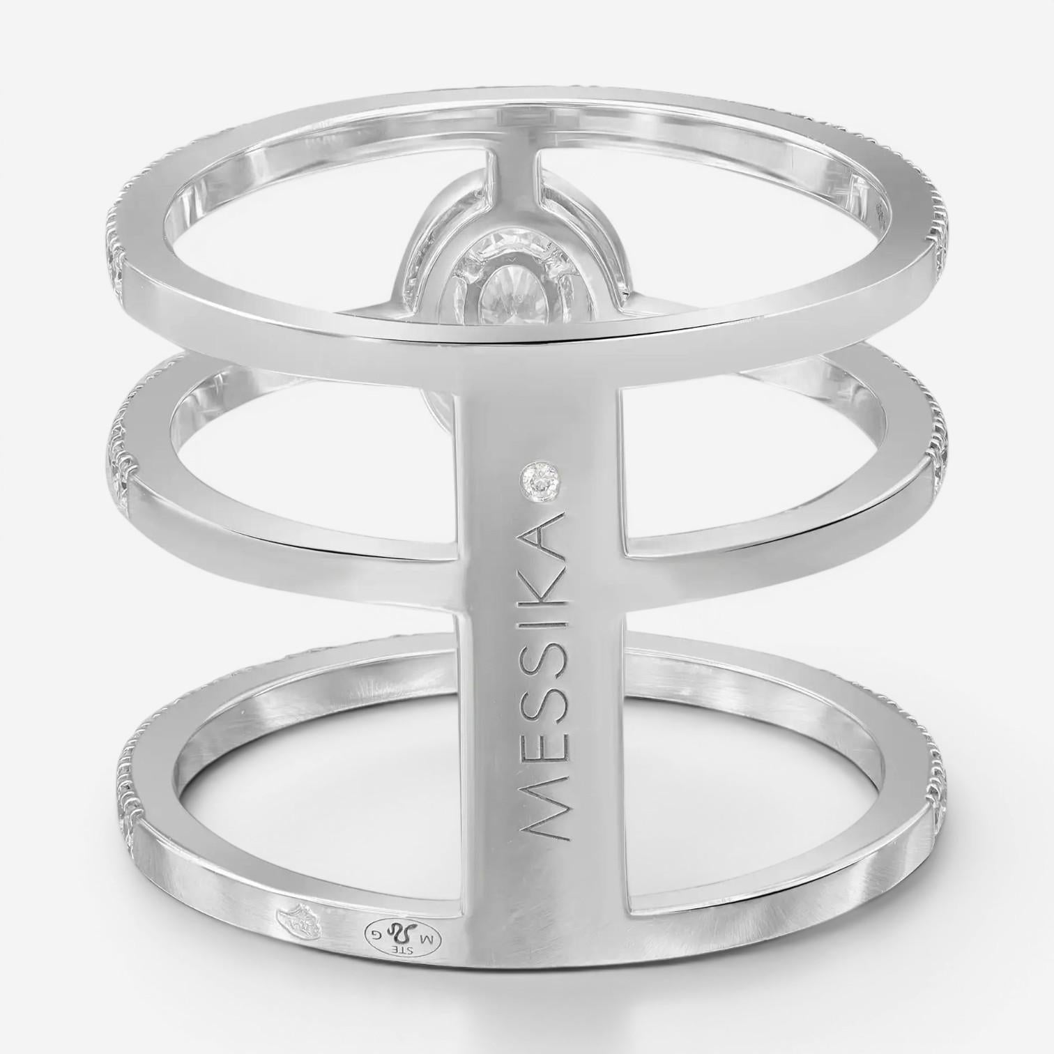 Messika Glam'Azone 18K White Gold Diamond Wide Band Ring Sz. 6.5 04871-WG-53